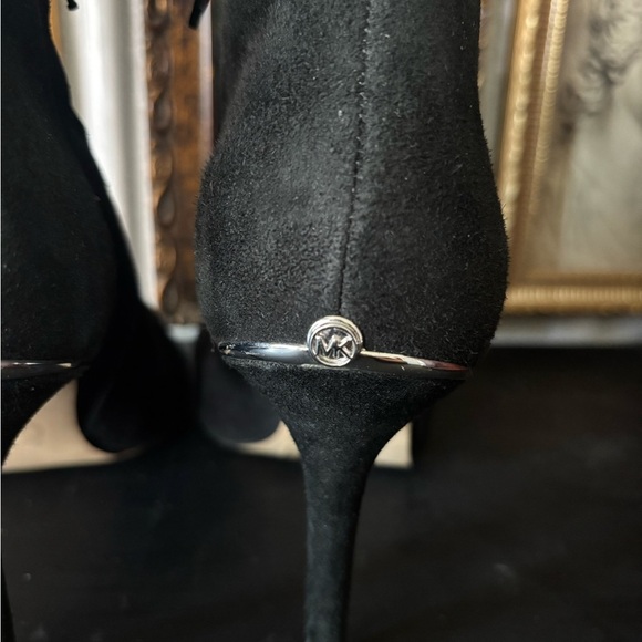 Black Peep-Toe Ankle Boots - Picture 4 of 10